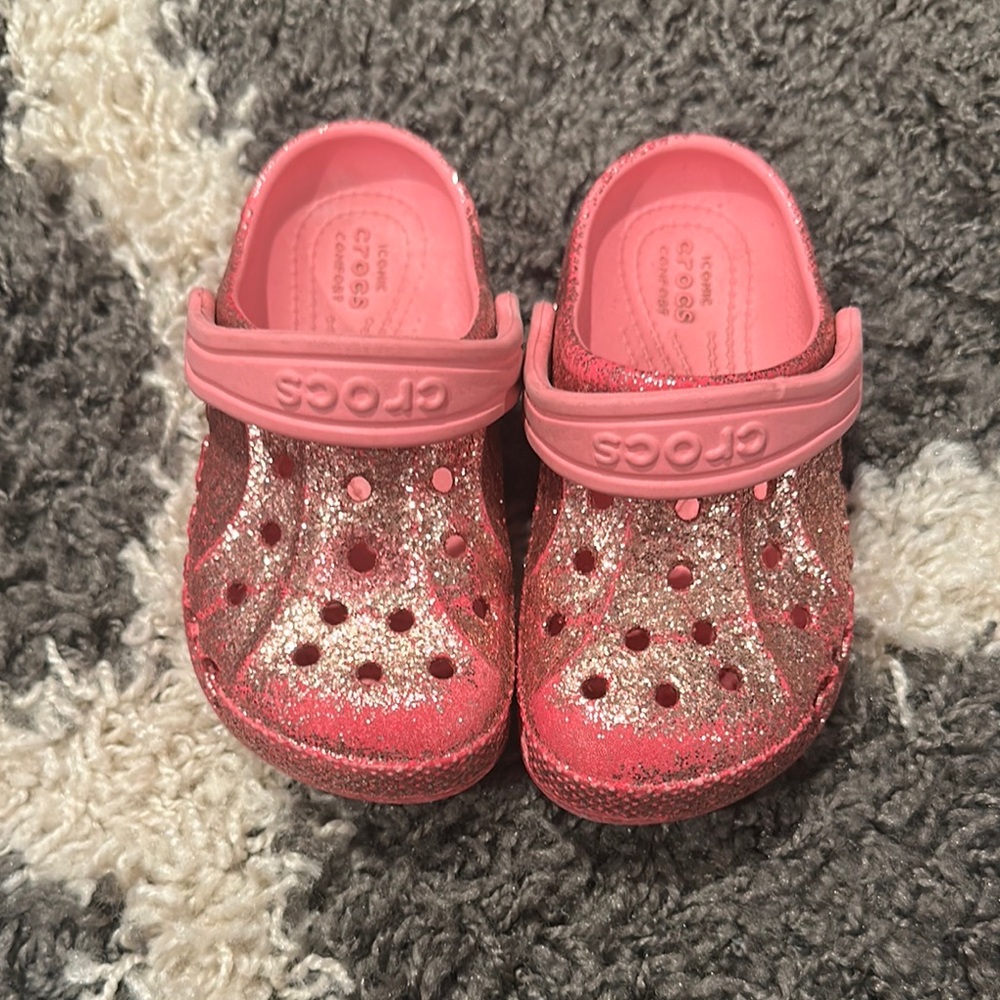 CROCS Kids Sparkly Pink Sandals